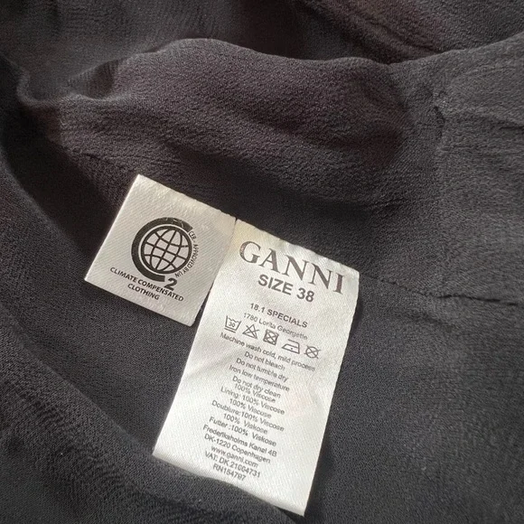 Ganni lorita georgette floral maxi dress 3/4 sleeve black, white and red flowers - Picture 11 of 13